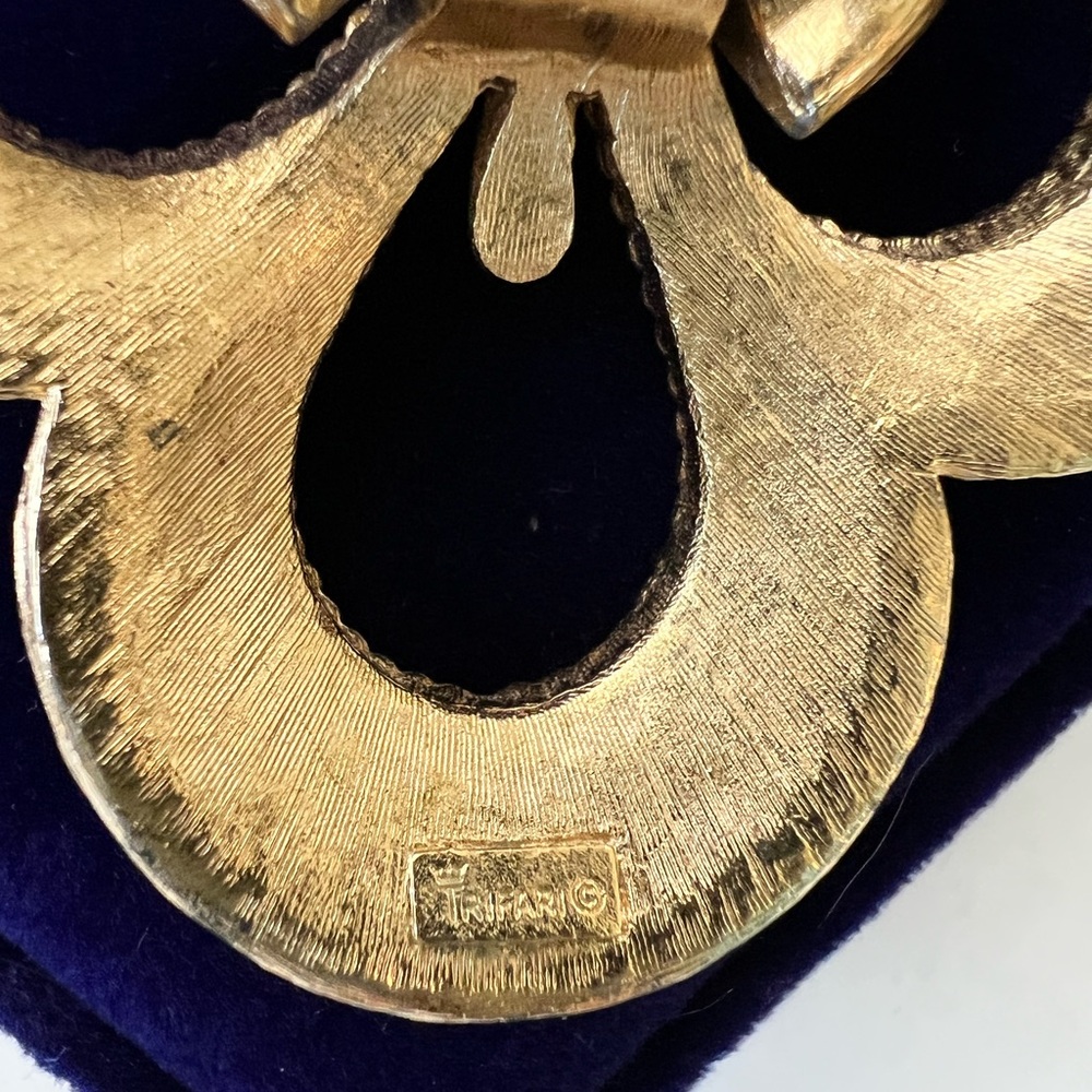 Vintage Trudeau scroll pendant necklace. Large! Mid century MCM art deco - Picture 2 of 4